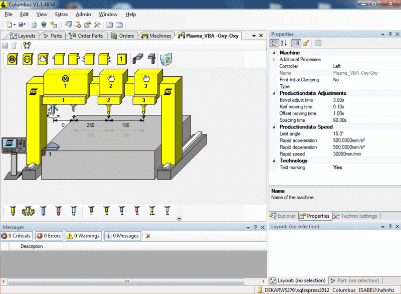 Columbus nesting software interface